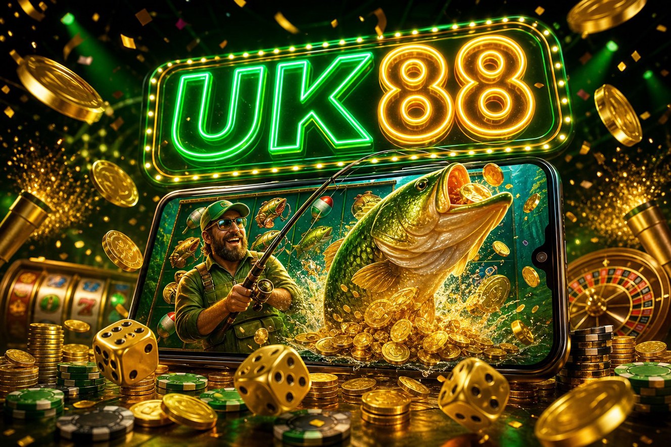 Màn hình trang chủ ứng dụng UK88 với thanh tìm kiếm Fortune Tiger